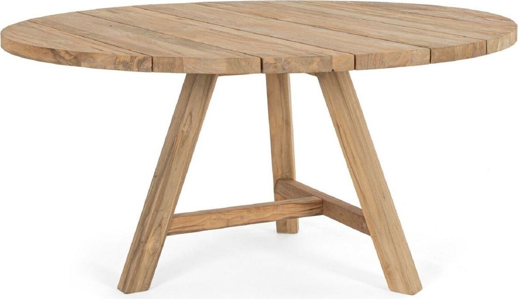 Casa Padrino Luxus Gartentisch Naturfarben Ø 150 x H. 75 cm - Runder Garten Esstisch aus recyceltem Teakholz - Teakholz Garten Möbel - Luxus Gart...