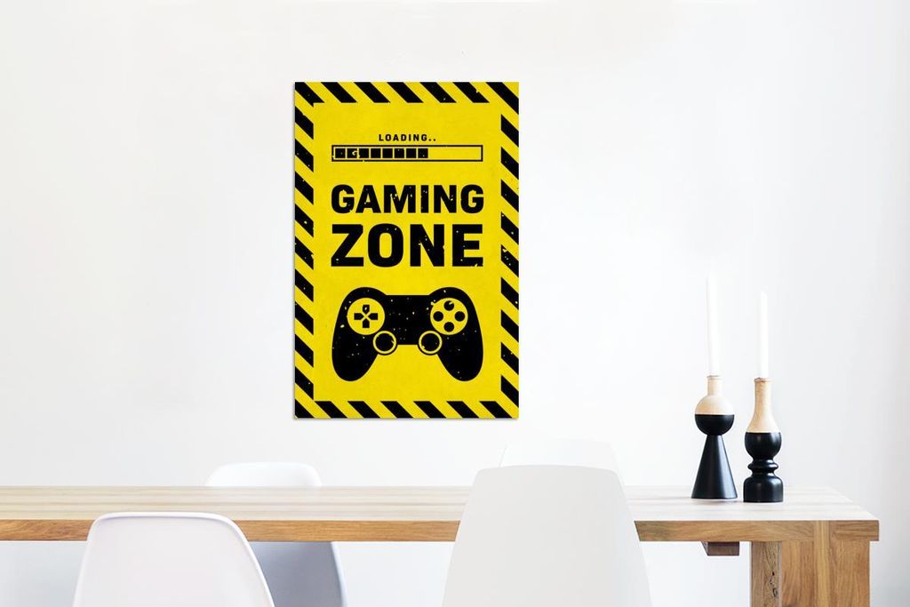 MuchoWow Wanddekoration Metall Metallbild Wandkunst 60x90 cm Spiele - Zitate - Controller - Spielzone - Spiel MuchoWow Aluminium Gemälde - Wandbil...