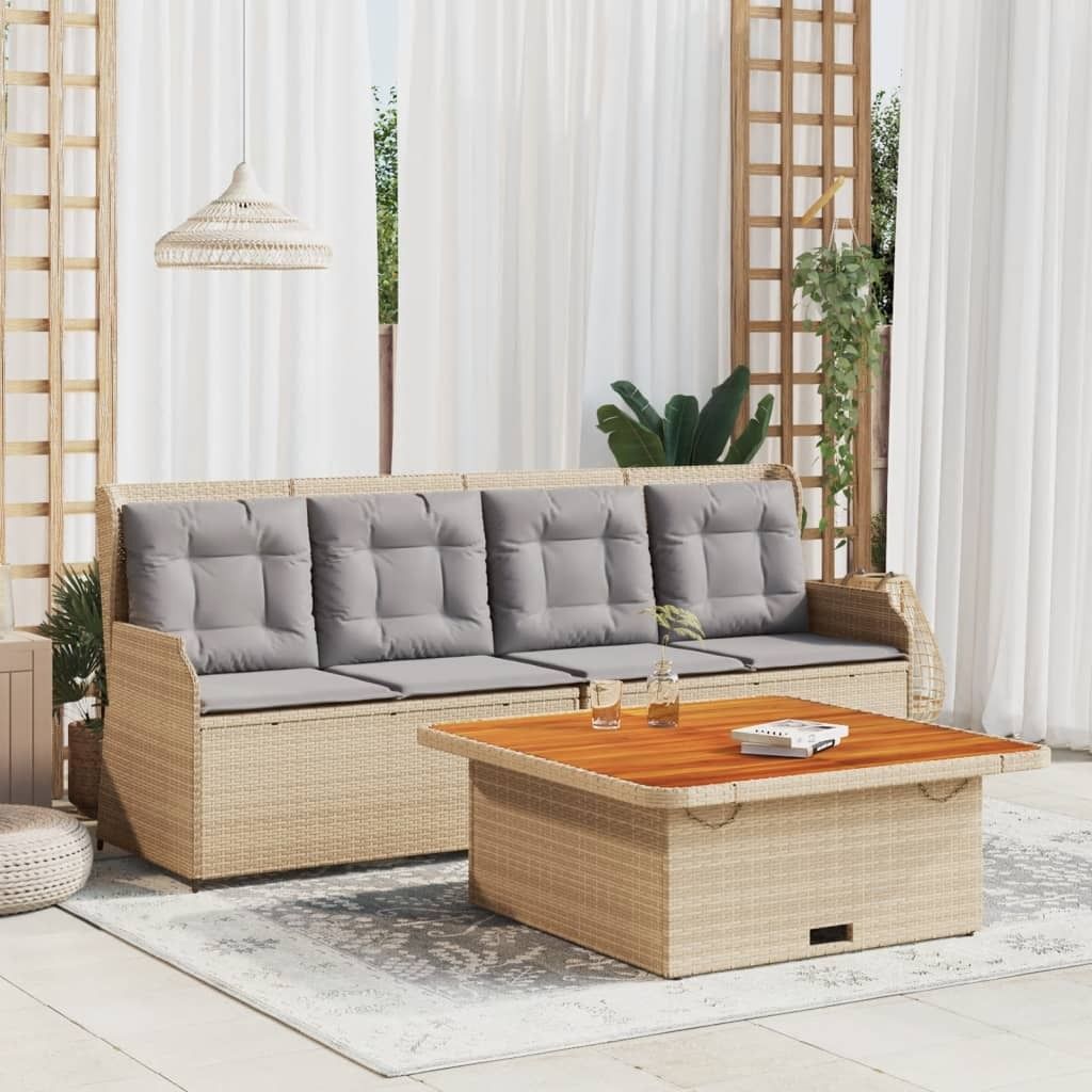 Industrie-Stil 3-tlg. Garten-Sofagarnitur Sofa Set mit Kissen Beige Poly Rattan Terrassenmöbel2024 cloris