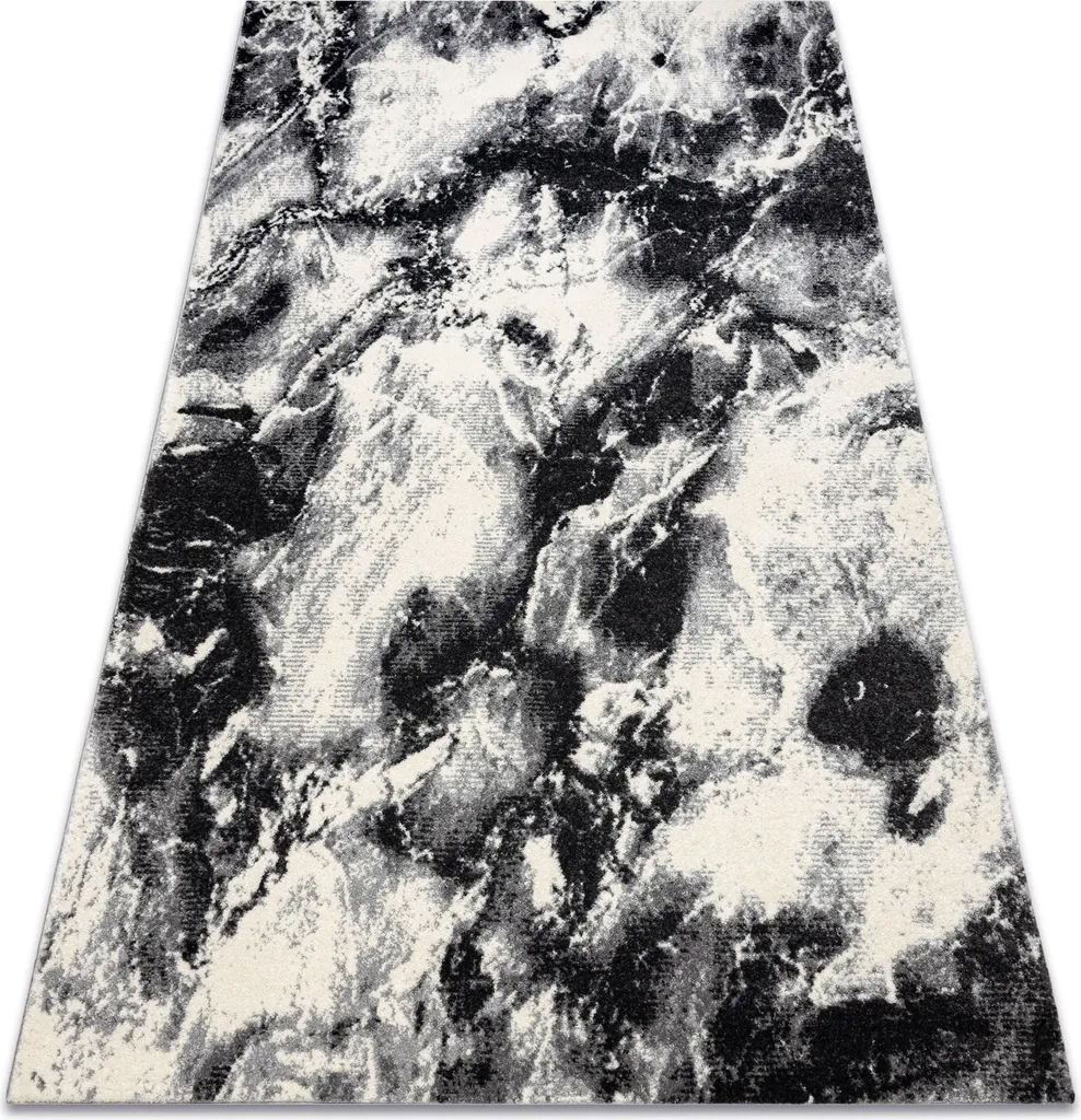 Tapis de Décoration Design Marbre Noir et Gris pour Salon 120x170 cm