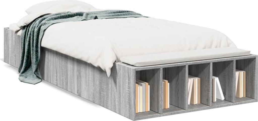 vidaXL Postel Grey Sonoma 100x200 cm Dřevěný materiál Obrázek produktu 