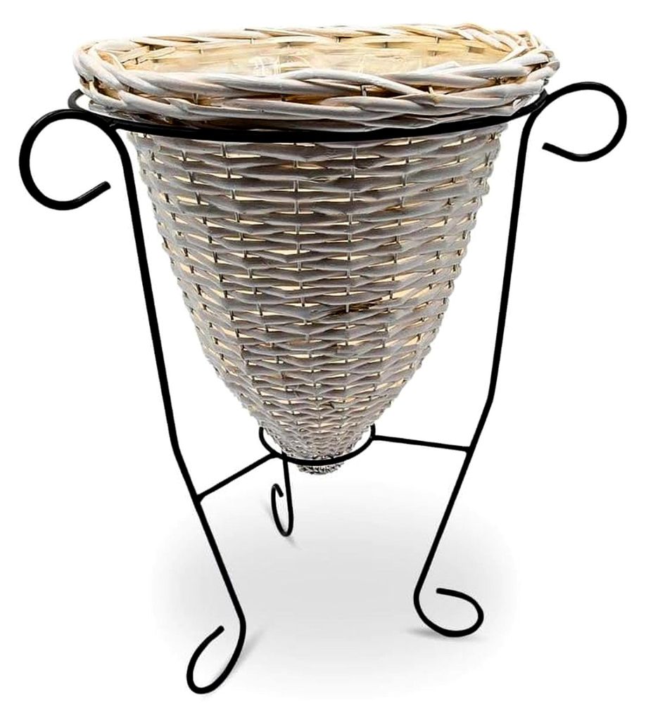 Pflanzkorb Nostalgia | 53 cm, Metall, Weide | mit Kunststoff-Inlay | Übertopf, Pflanzenständer, Pflanztopf, Standvase, Pflanzschale im Landhausstil
