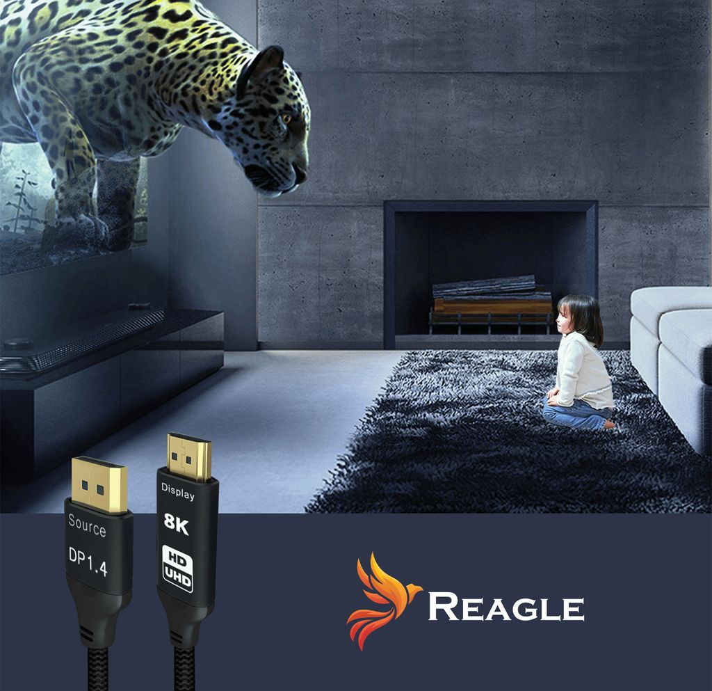 Reagle Display Port zu HDMI DP DisplayPort Kabel 8K@60Hz Produktbild 2