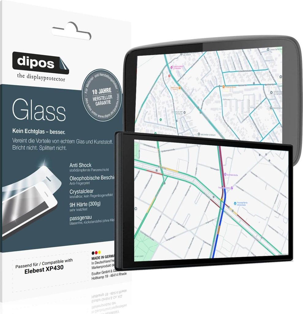 2x Schutzfolie für Elebest XP430 - Anti-Shock 9H Folie dipos Glass Kunststoffglas