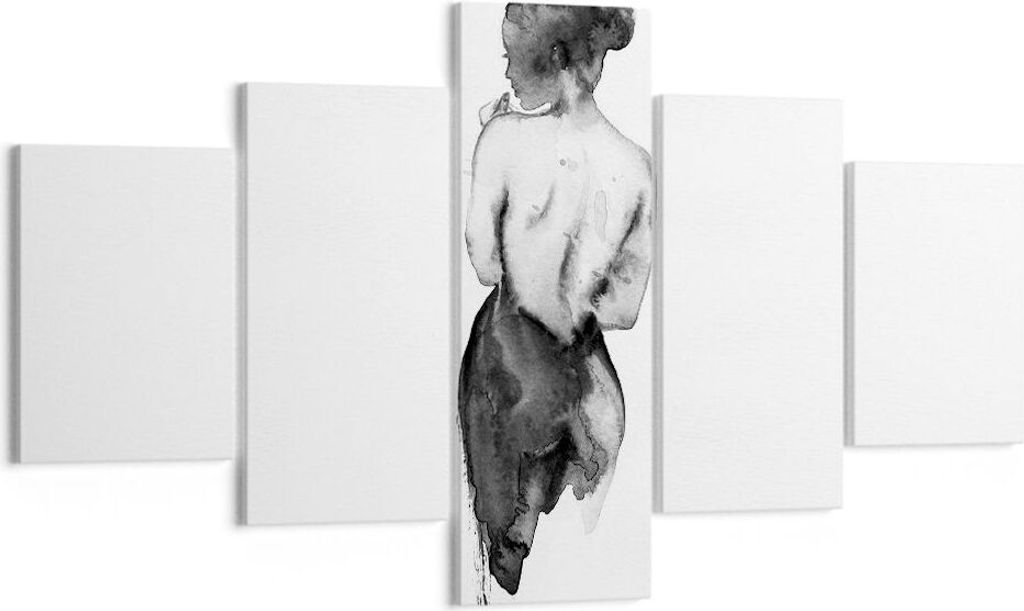 Bild auf Leinwand - Leinwandbild - 5 Teile - Aquarell Frau Nacktheit - 125x70cm - Wand Bild - Wanddeko - Wandbilder - Leinwanddruck - Bilder - Wand...