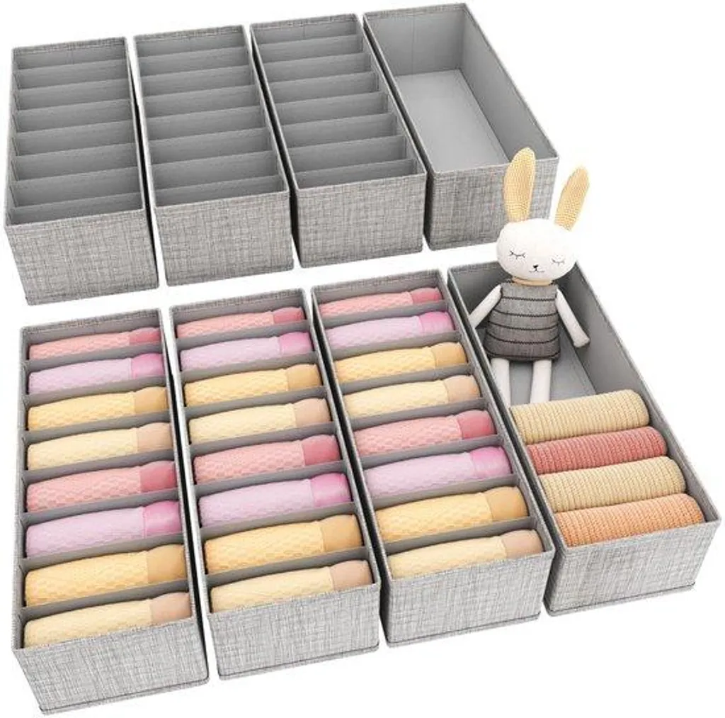 Rangement Armoire et Tiroir : Pack de 8 Bacs pour Chaussettes et Linge