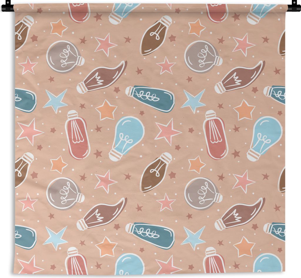 MuchoWow Wandteppich Wandbehang Karikatur - Pastell - Lampe 150x150 cm Tapisserie Dekoration Wandtuch - Wohnaccessoires - Modernes