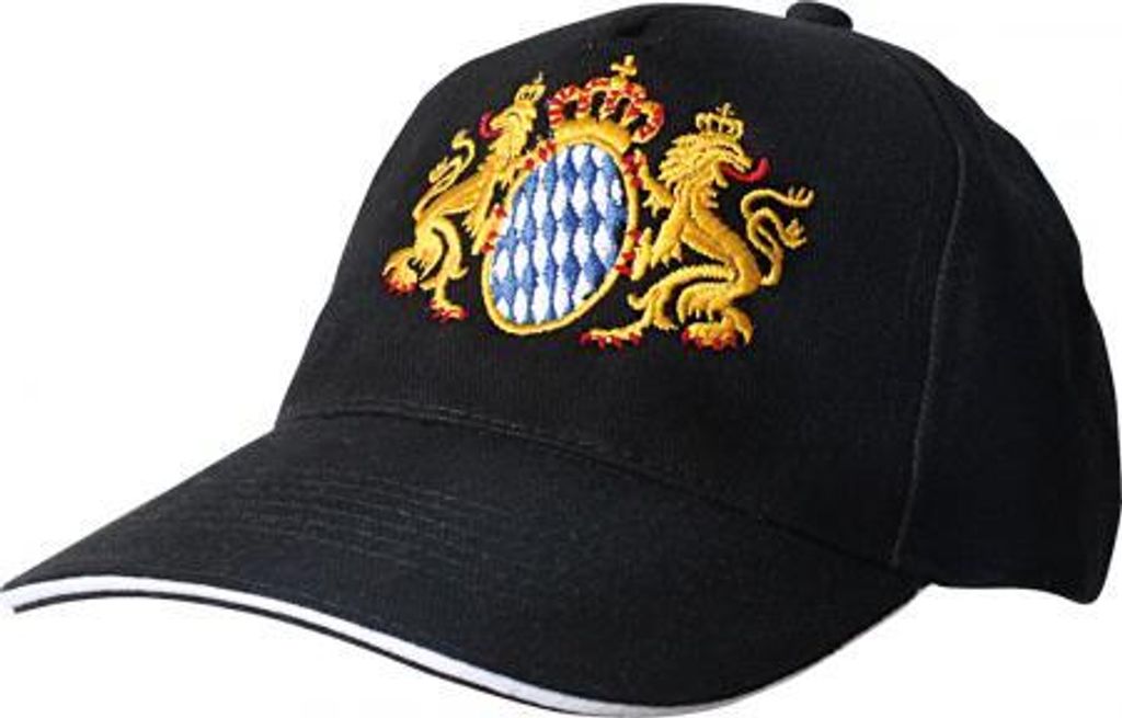 Baseballcap mit Einstickung - Bayernwappen mit goldenen Löwen - 68666 schwarz