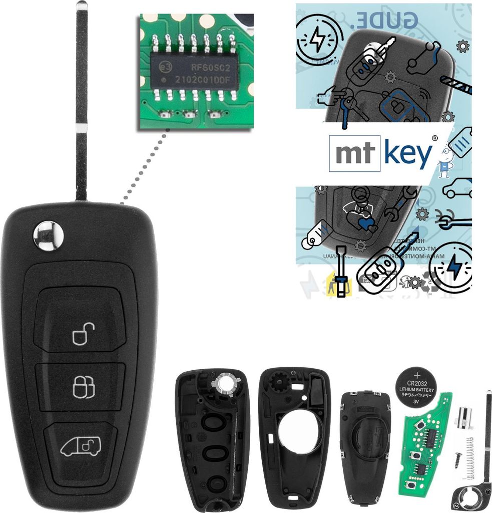 MT-KEY Funk Schlüssel 434MHZ kompatibel mit Ford Transit / Produktbild 