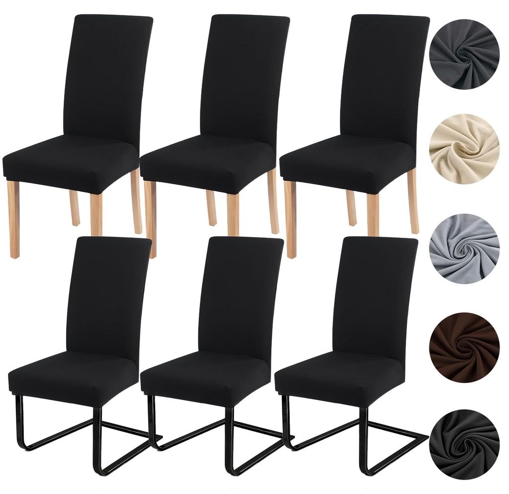 Stuhlhussen, 6er-Set, Universalhussen für Freischwingerstühle, moderne Stretch-Stuhlhussen, abnehmbar und waschbar für Zuhause, Küche, Hotel, R...