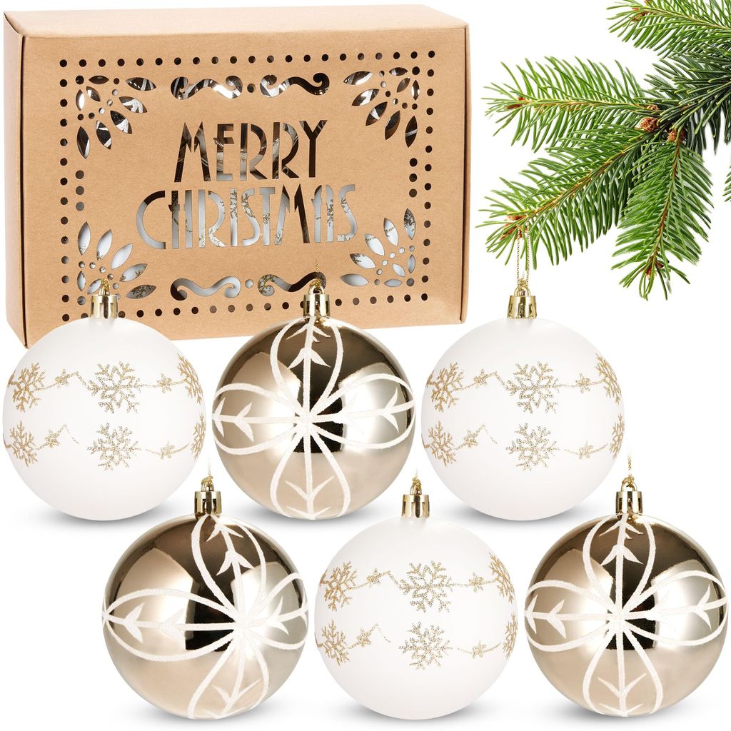BRUBAKER Lot de 6 boules de Noël - 8 cm Boules de Noël Image du produit 