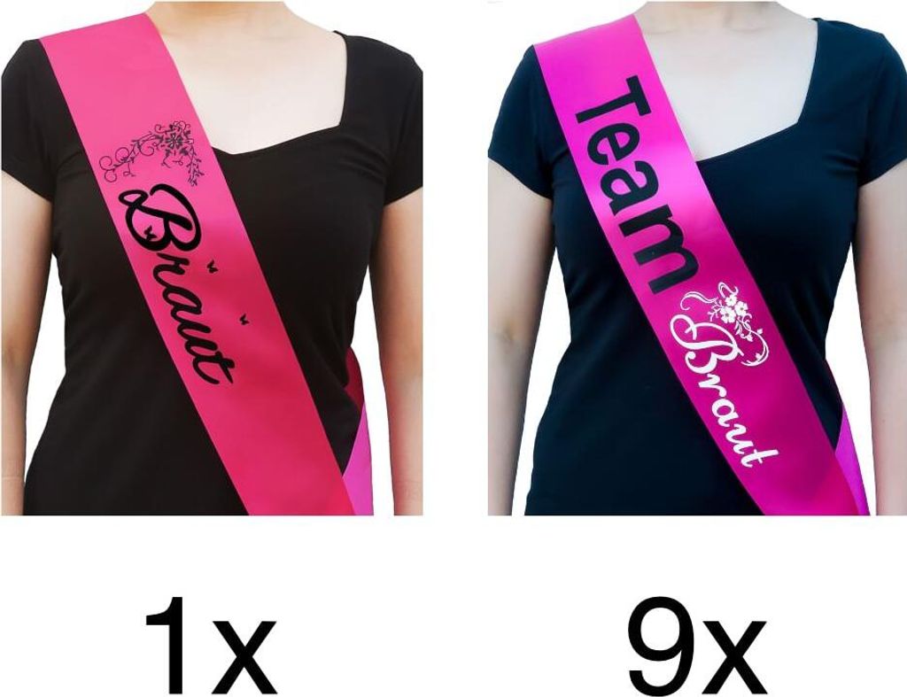 Oblique Unique Schärpe Braut + Team Braut Set JGA Hen Party Bride to be Blumen pink