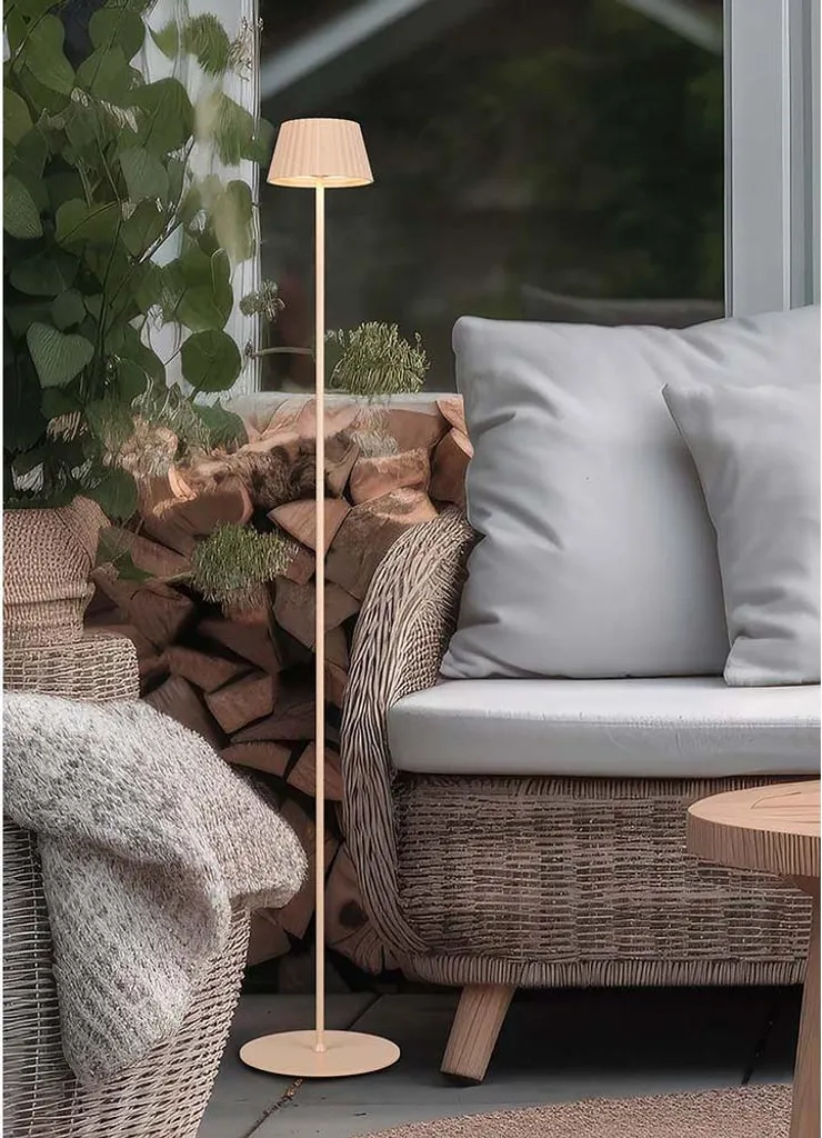 Lampadaire LED en métal couleur sable avec variateur tactile IP44 H123 - 9