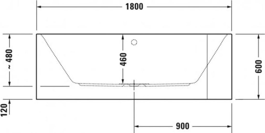 Duravit DU Badewanne Happy D.2Plus 1800x800mm, angef.Acrylv.,Graph.S.Matt, Ecke links