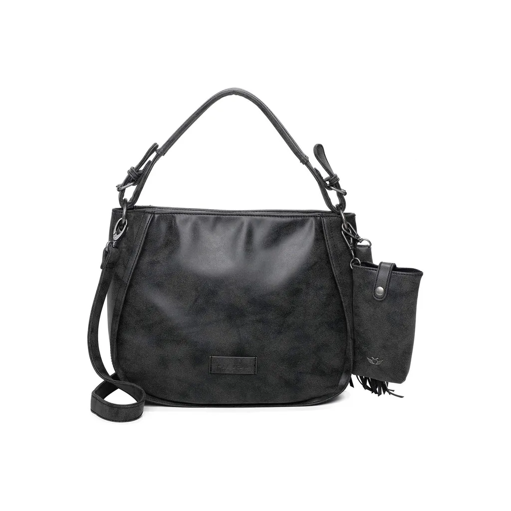 Sac bandoulière Vintag Fritzi Hobo 2 noir effet cuir et souple