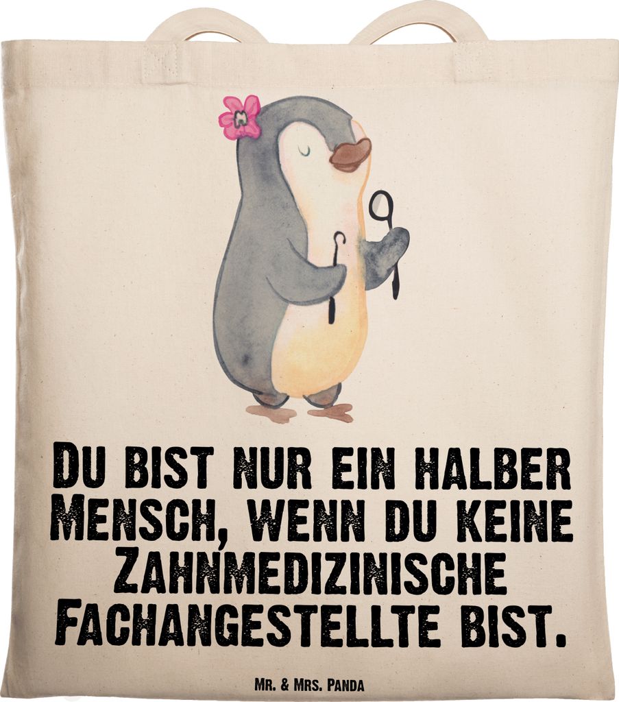 Mr. & Mrs. Panda Schultasche Zahnmedizinische Fachangestellte Herz - Transparent - Geschenk, Tasche, Beutel, Jutebeutel, Tote Bag, Laptoptasche