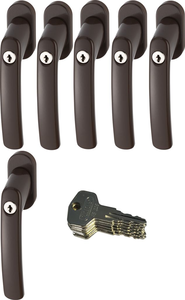 ABUS FG200 B SB abschließbarer Fenstergriff, braun im Set 6 Stück