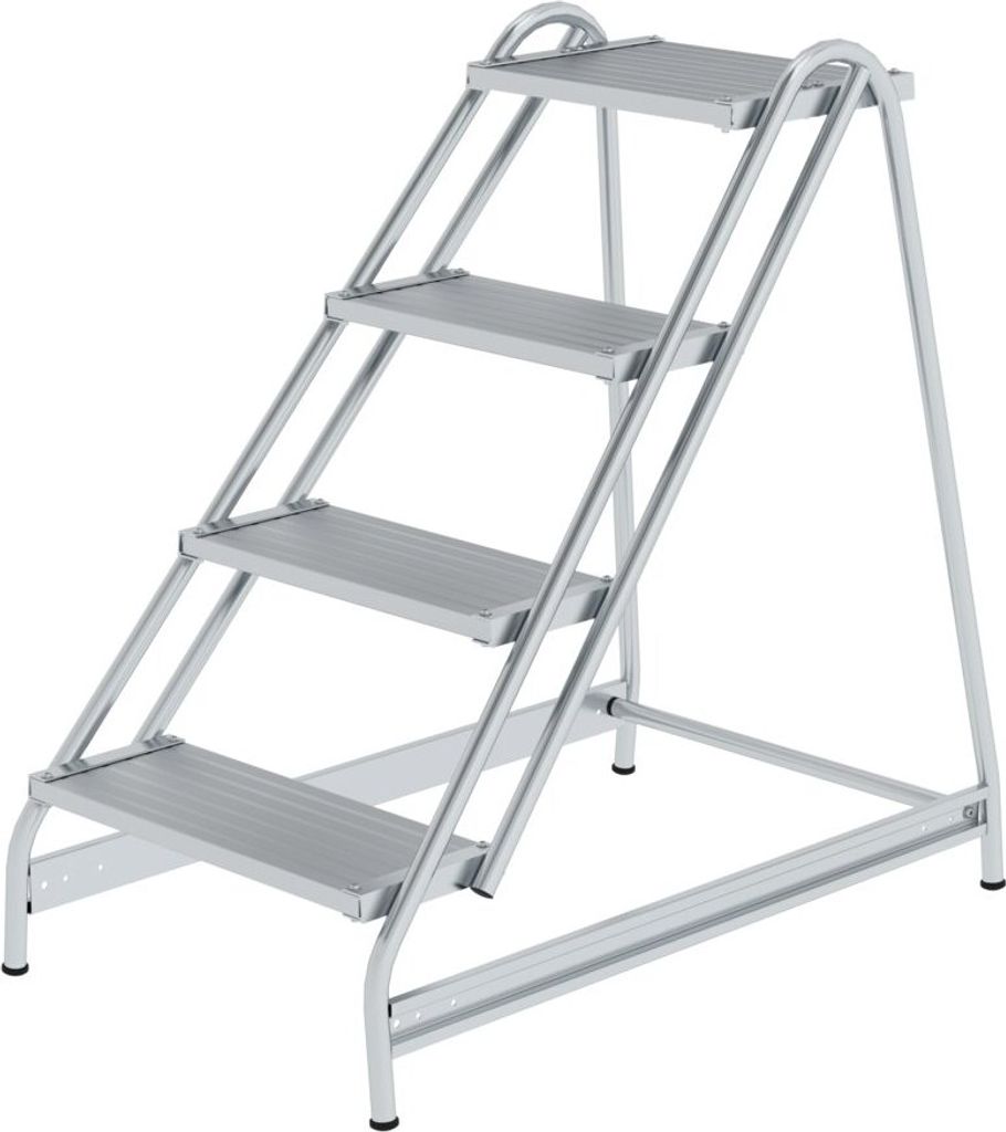 Arbeitspodest einseitig begehbar | 4 Stufen | Aluminium geriffelt | Rutschfeste Kunststoffschuhe