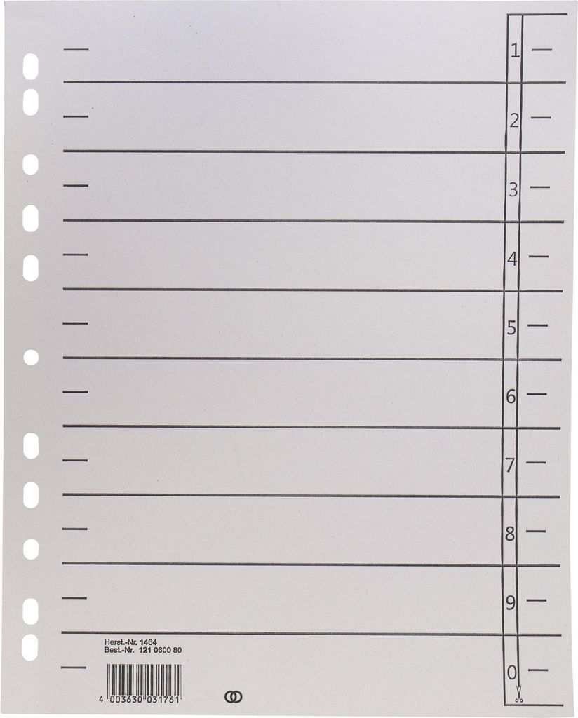 Trennblatt oeco 1456 A4 230g Karton grau 100 Stück Packung mit 10 Stück