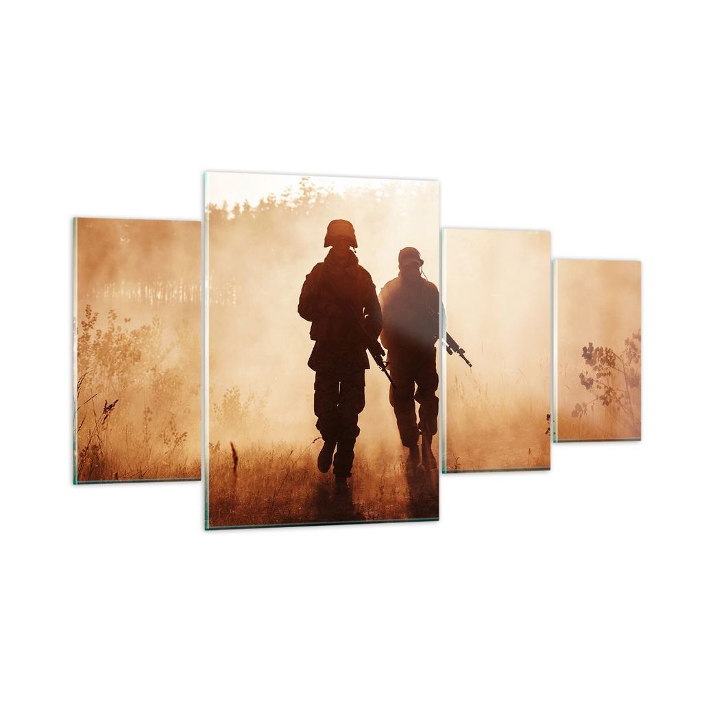 Bilder auf glas - Soldat Gewehr - 160x90cm - Glasbilder - Wandbilder - Bilder - Kunstdruck - zum Aufhängen bereit - Wanddekoration aus Glas - Glas...
