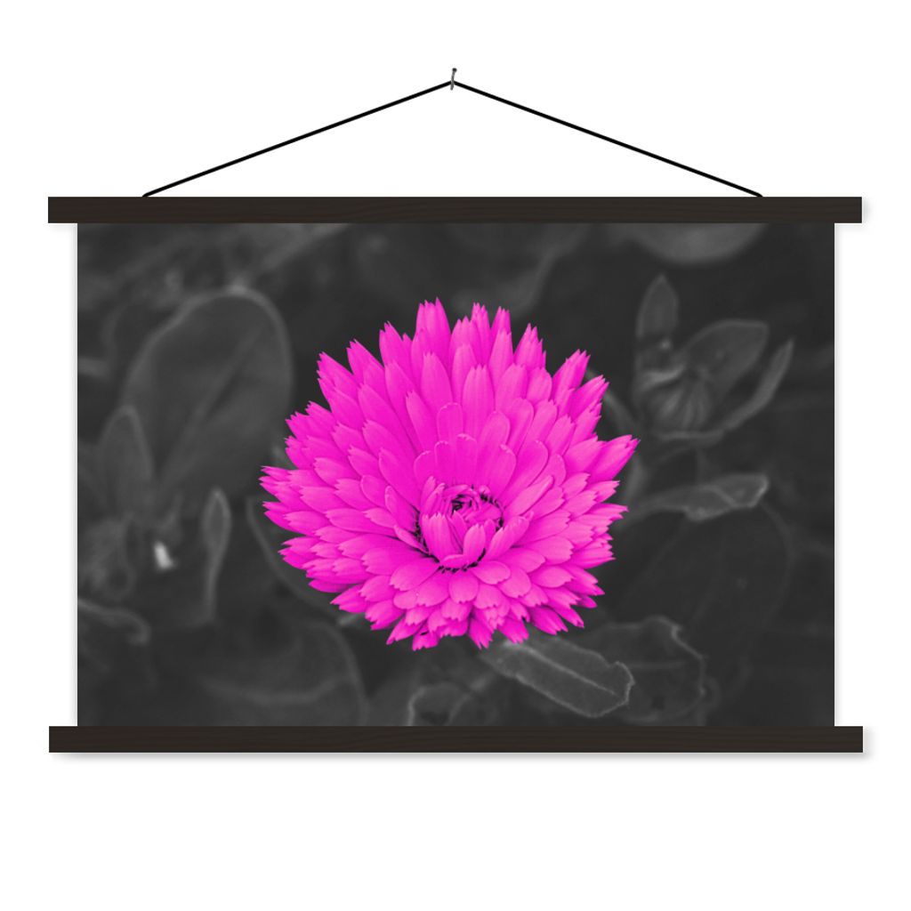 MuchoWow Textilposter Blumen - Aquarell - Rosa 60x40 cm mit schwarzem Rahmen - Hölzernes