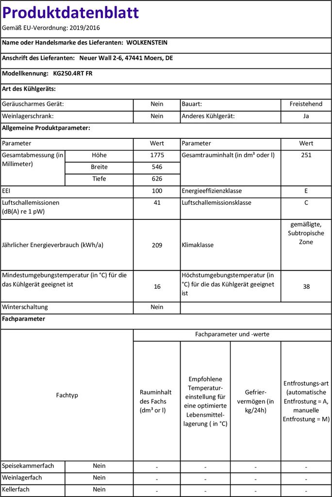 Wolkenstein KG KG250.4RT FR Kühl-/ Gefrierkombination, rot Produktbild 