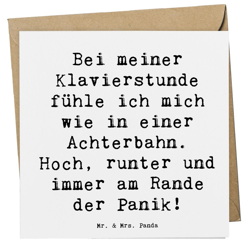 Mr. & Mrs. Panda doppelkarte Spruch Klavier Achterbahn - Weiß - Geschenk, Klavierspielen, Musikunterricht, Lernen, Klappkarte, Handgefertigt, falt...