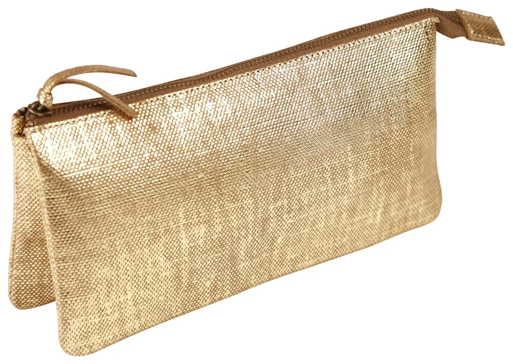 Pochette de rangement cuir or 22x11 Clairefontaine KLEO anti-rayure