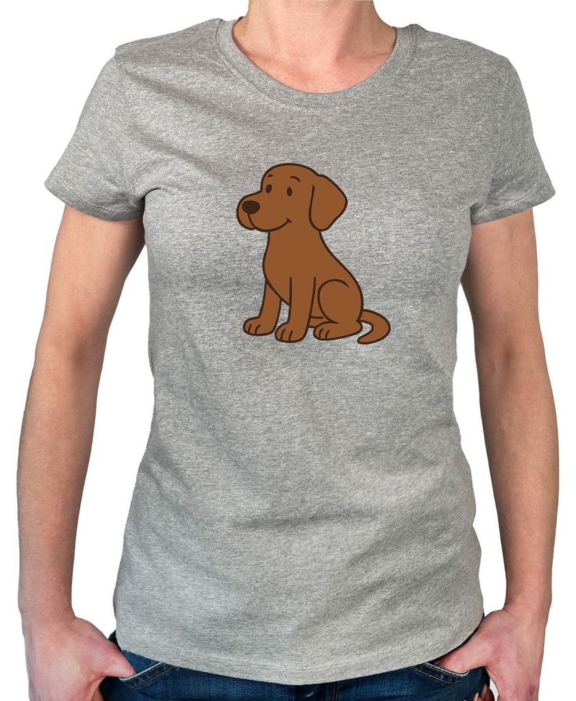Huuraa Damen T-Shirt brauner Labrador Retriever Chocolate Labi Comic XXL Sport Grey Bio Baumwolle Fairtrade Damenshirt Geschenkidee