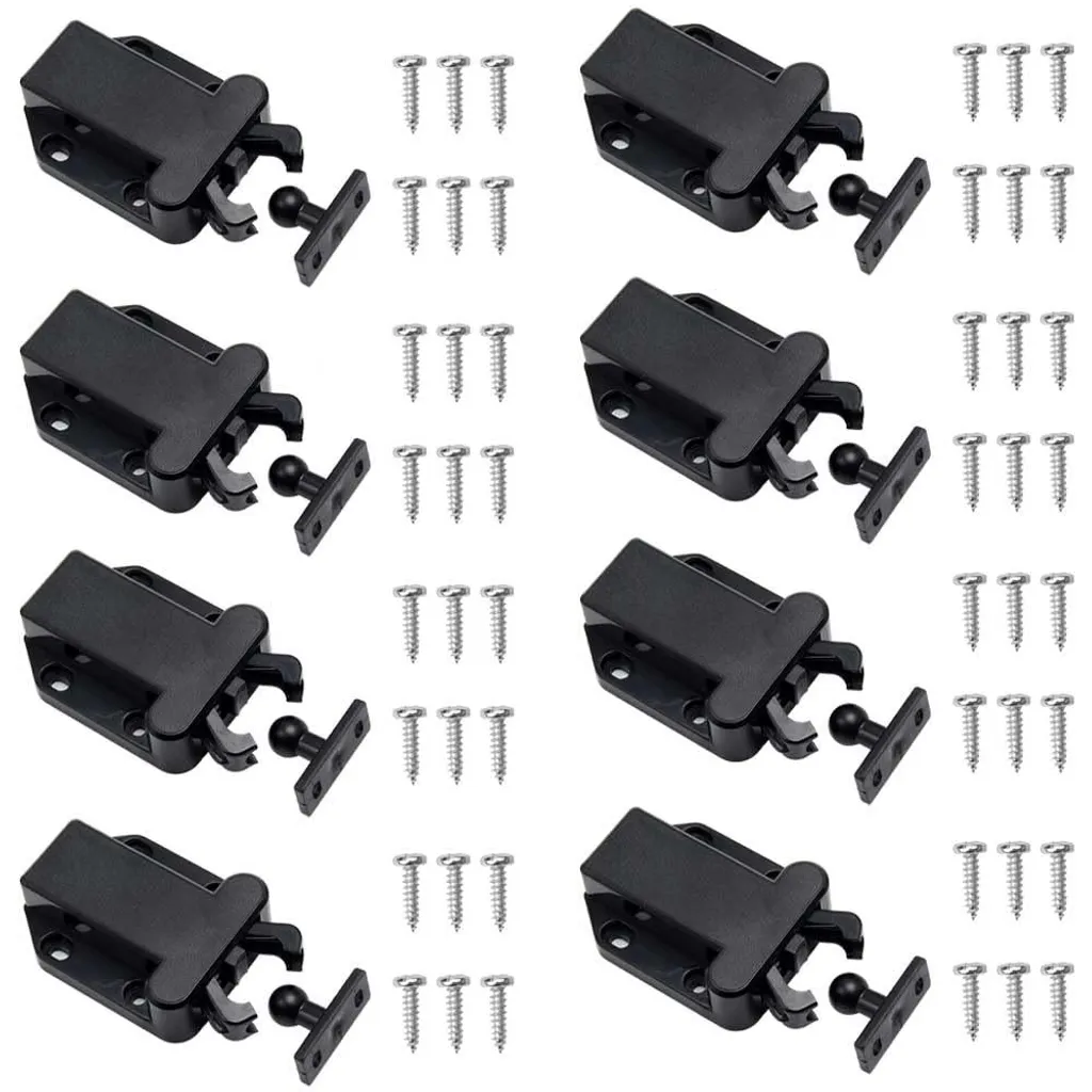 Système de fermeture pour placard de cuisine noir lot de 8 avec vis