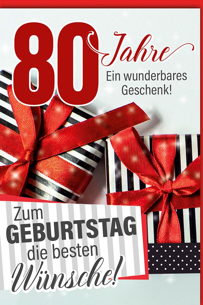 80. Geburtstag - Glückwunschkarte im Format 11,5 x 17 cm - Produktbild 
