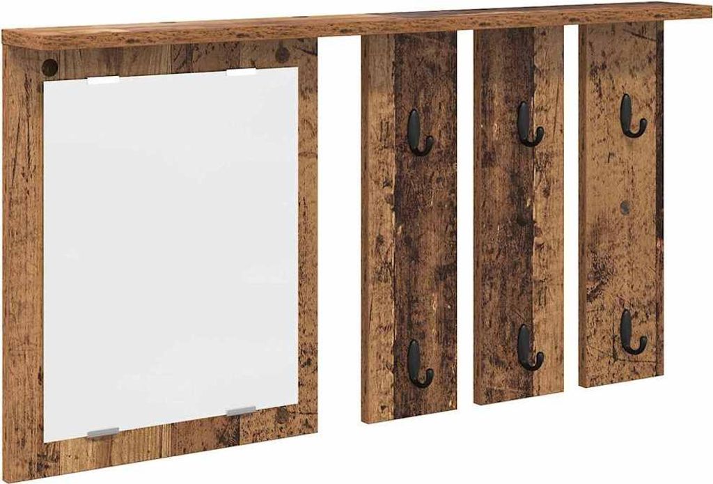 Wandmontierter Kleiderständer mit Regal Altholz 85 x 10 x 45 cm