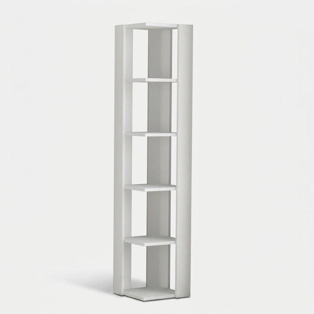 Nati Corner Eckregal, platzsparende Säulen-Bücherregal - Weiß