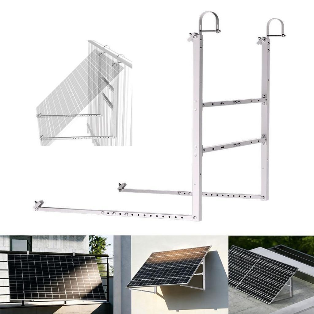 Balkonkraftwerk PV Halterung für Geländer Flachdach Wand Solarmodul Montage mit Rundem Kopf Haken für 1 Solarmodul