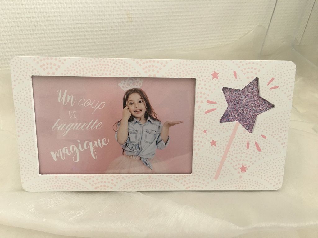 Dekorativer Fotorahmen GLITTER für ein Mädchen, weiß, schöne Motive, 12 x 24 cm, Atmosphera for kids