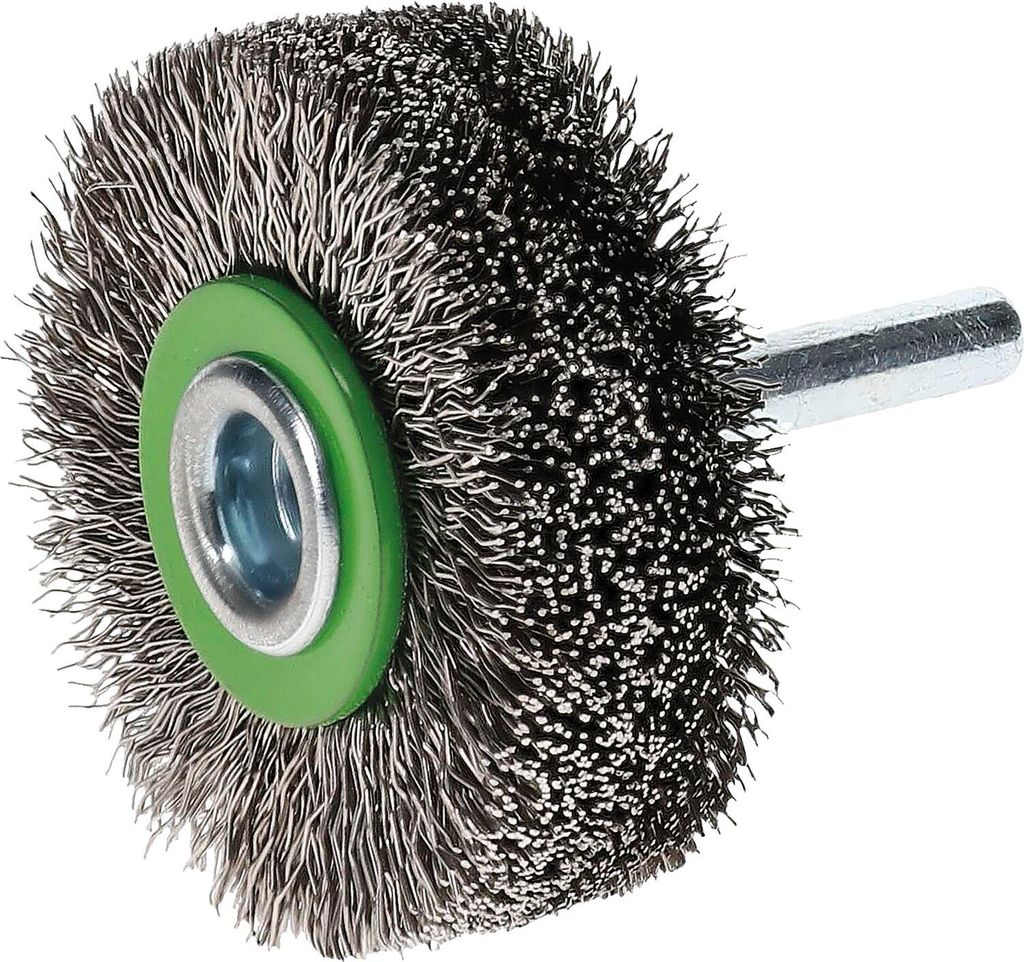 Osborn Drahtbürste für Bohrmaschine ø 50x17mm - Drahtbürstenaufsatz für schwer zugängliche Stellen - rostfreie Rundbürste mit Schaft, gewell...