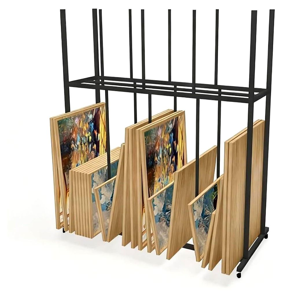 Kunstaufbewahrungsgestell, robustes, rollbares Gestell mit Rollen, vielseitiger Organizer für Leinwände und Karton für Fotohintergründe, Rahmen...