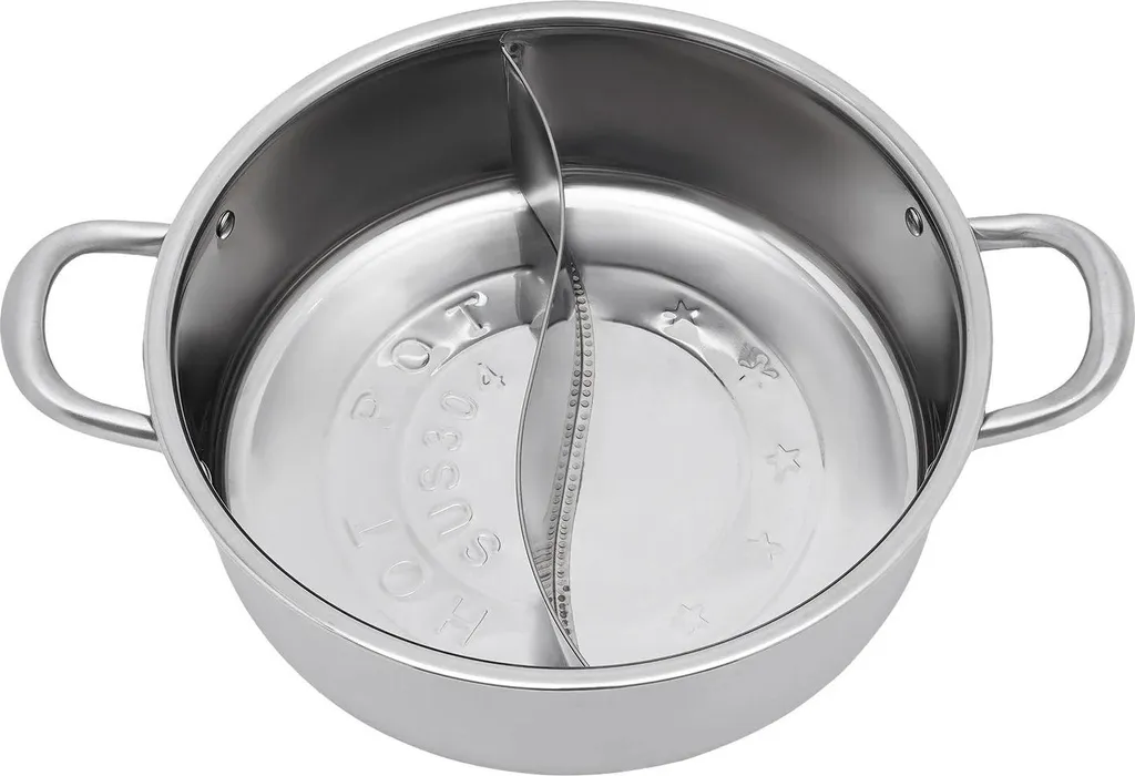 Pentola Hotpot Shabu Shabu 26cm Inox 304 - Doppia Sezione Argento