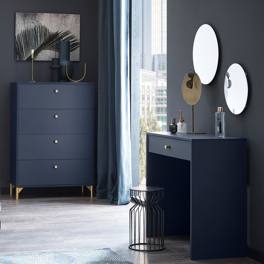 Schlafzimmer Set 3-teilig ALBENGA-80 in blau Produktbild 