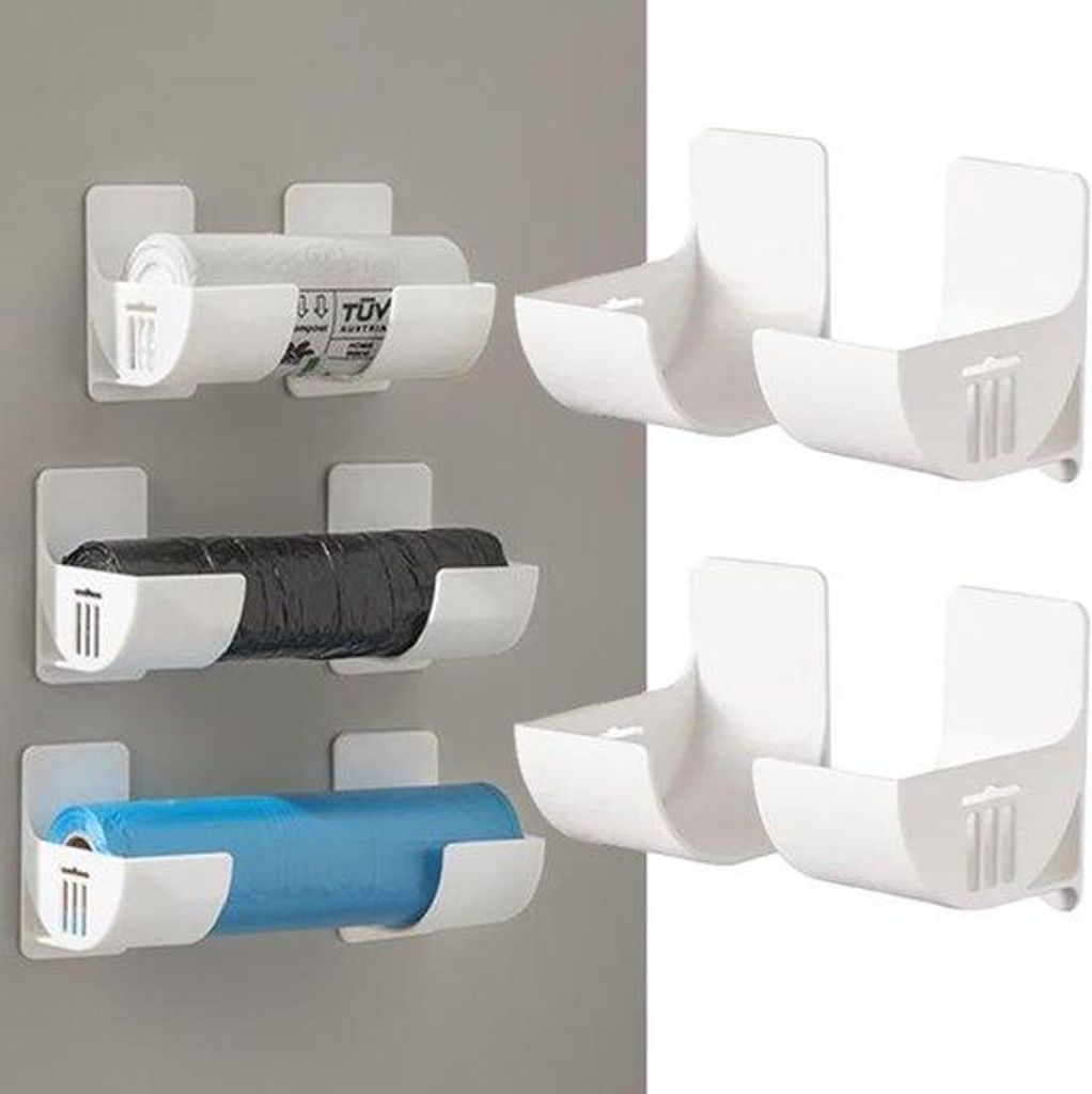 Wandgemonteerter Küchenorganizer 2x2 ohne Taschen, weiß, für Küchenaccessoires und -organisation