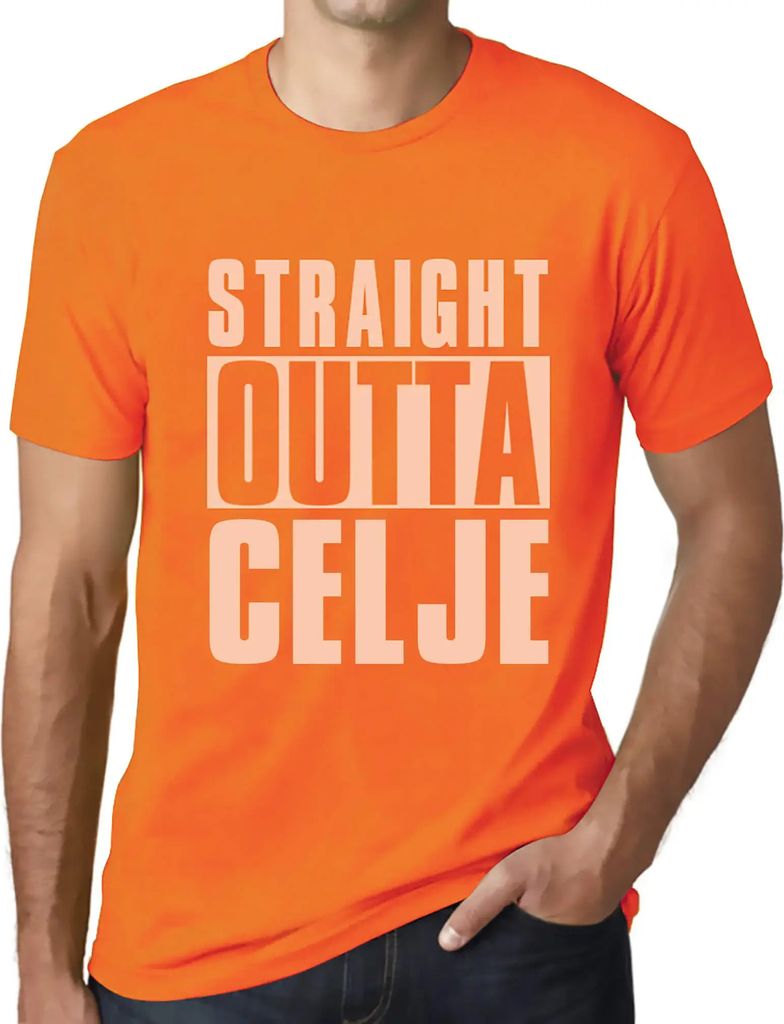 Herren Grafik T-Shirt Straight Outta Celje Öko-Verantwortlich Vintage Jahrgang Kurzarm Lustige Druck Geburtstag Geschenk Mann