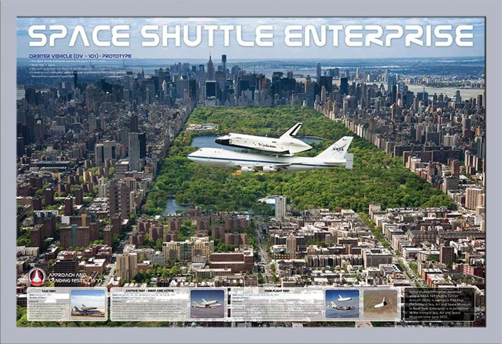 Quadro Space Shuttle Enterprise Cornice Shinsuke Argento 61x91,5 cm