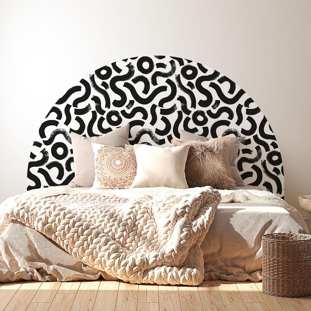 Kopfteil-Aufkleber – Grafisches Motiv – MAT-Kleber – L 120 x H 130 cm – Für Betten (80 bis 110 cm)