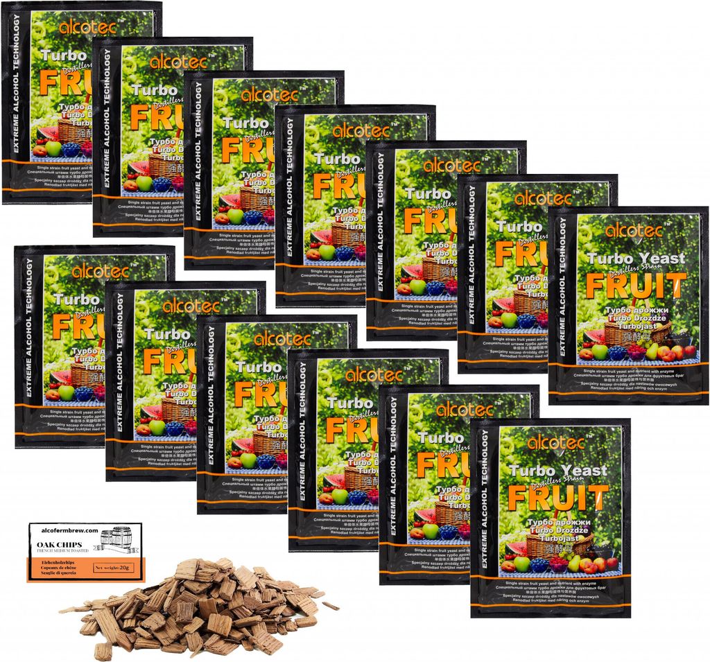 13 x Alcotec Turbohefe - Fruit 60g, Alkohol Brennhefe, Gärhefe, Wodkahefe