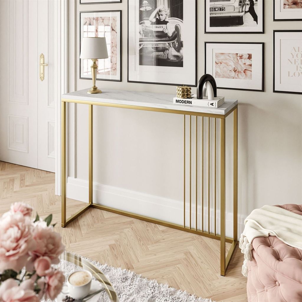 PRIME Konsole 100 cm Gold matt / marmor levanto