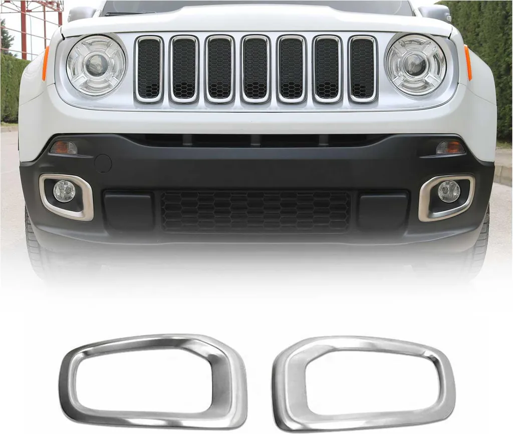Kit 2 Cornici Fendinebbia Jeep Renegade Acciaio Inox Spazzolato 14-19