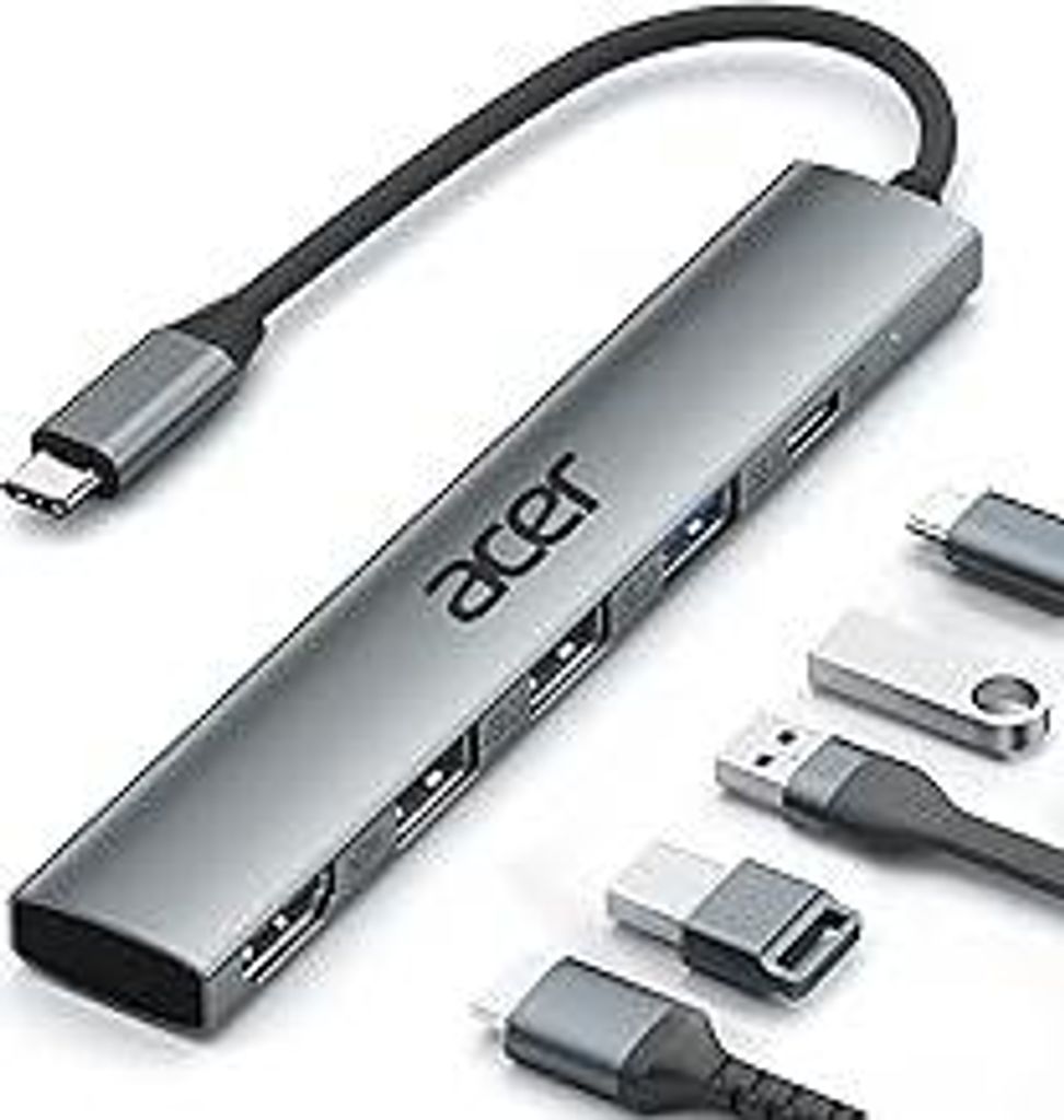 acer USB C Hub 5 in 1, Tragbarer 4K HDMI Adapter PD 100W, 3X USB A Datenport, USB C auf HDMI Adapter kompatibel mit acer Laptop, Chromebook, Surfac...