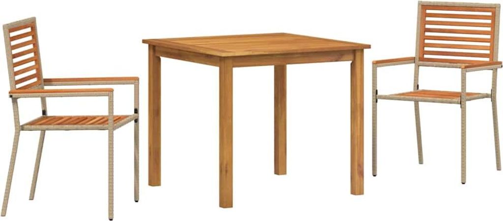 Garten Essgruppe 3 pcs Beige Massivholz Akazie