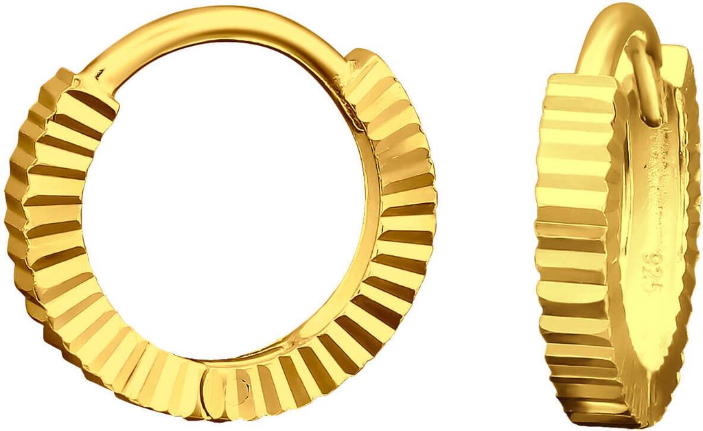 Creolen Ohrringe 925 Sterling Silber vergoldet 12mm diamantiert