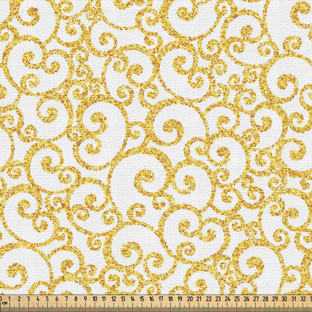 ABAKUHAUS viktorianisch Gewebe als Meterware, Floral Ivy wirbelt in goldenen gelben Shade Antik-Motiv inspirierten Kunstdruck, 5 M (148 x 500 cm), ...